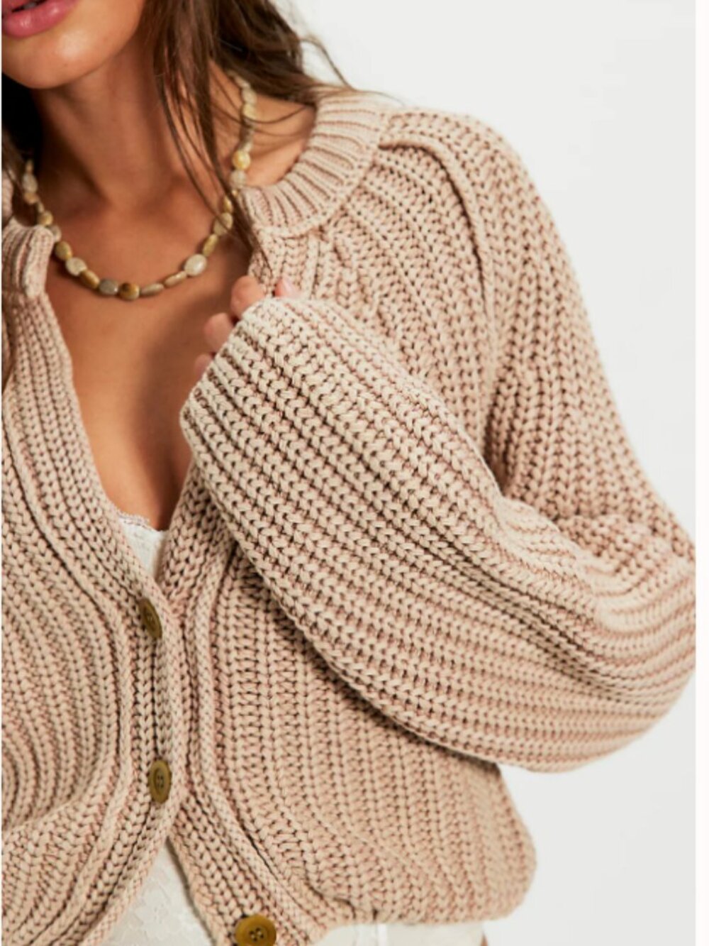 new FREE PEOPLE Sweet Nothing 100% Cotton Chunky Cardi 4T2 269